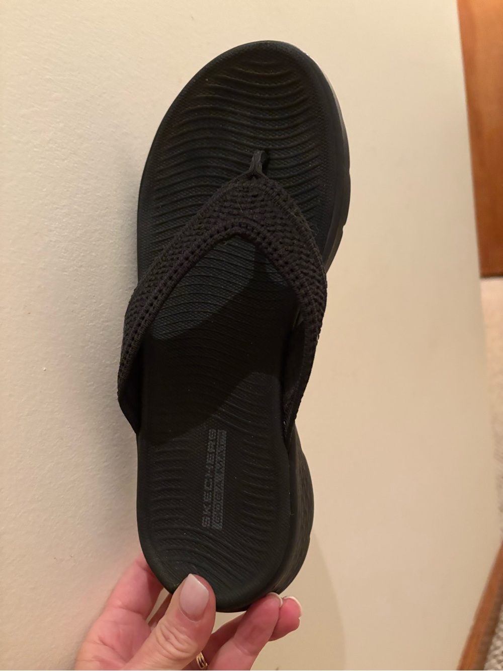 Skechers Black Crochet Thong Flip-Flop Sandal